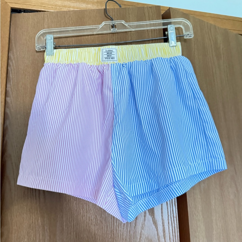 SHEIN High Waist Striped Shorts - Pink, Blue, Yellow
